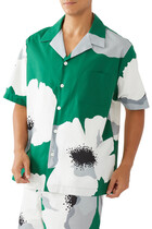قميص بولينغ بطبعات زهور بتصميم بورتريه